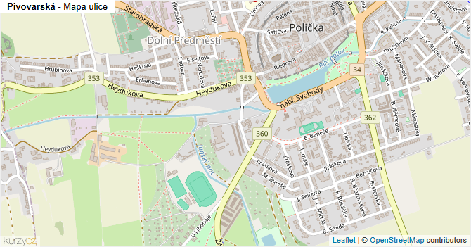 Pivovarská - mapa ulice