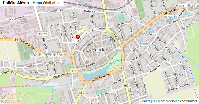 Polička-Město - mapa části obce