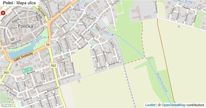 Polní - mapa ulice