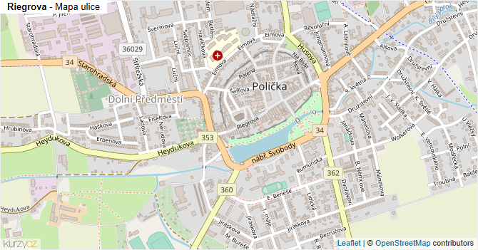 Riegrova - mapa ulice