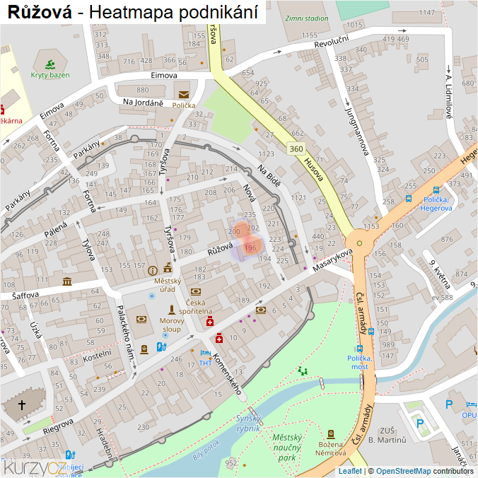 Mapa Růžová - Firmy v ulici.