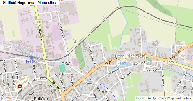 Sídliště Hegerova - mapa ulice