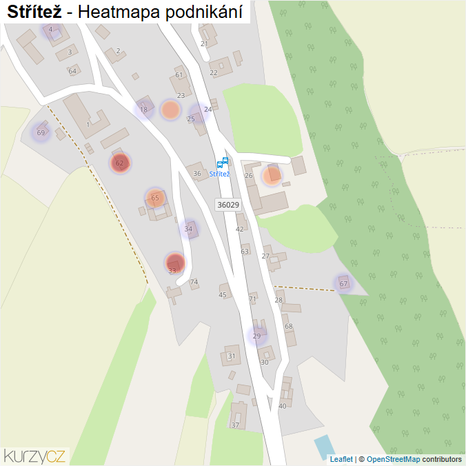 Mapa Střítež - Firmy v části obce.