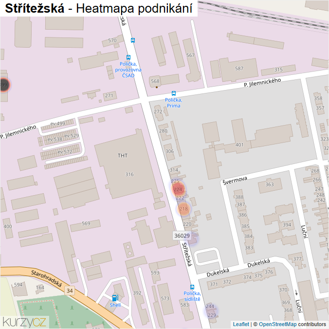 Mapa Střítežská - Firmy v ulici.