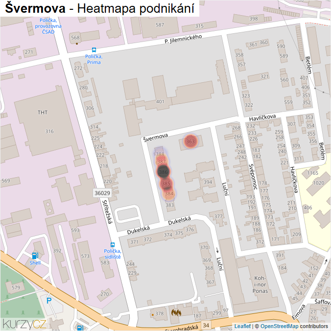Mapa Švermova - Firmy v ulici.