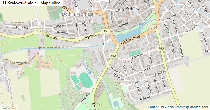U Královské aleje - mapa ulice