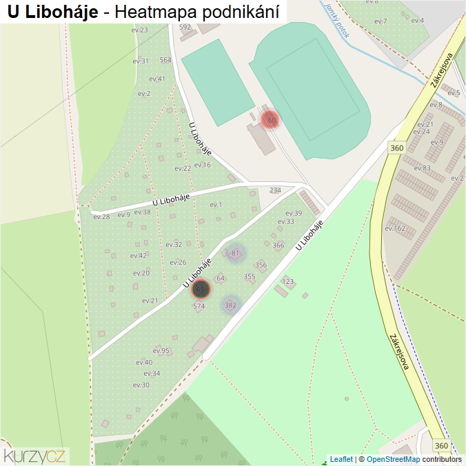 Mapa U Liboháje - Firmy v ulici.