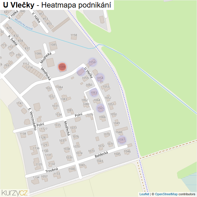 Mapa U Vlečky - Firmy v ulici.
