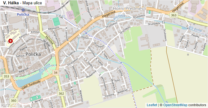 V. Hálka - mapa ulice