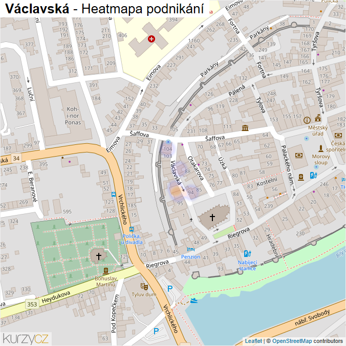 Mapa Václavská - Firmy v ulici.