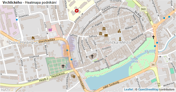 Vrchlického - mapa podnikání
