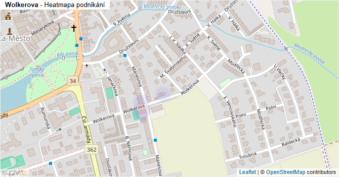 Wolkerova - mapa podnikání