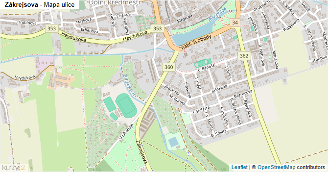 Zákrejsova - mapa ulice