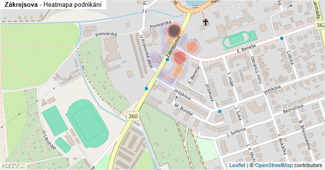 Zákrejsova - mapa podnikání