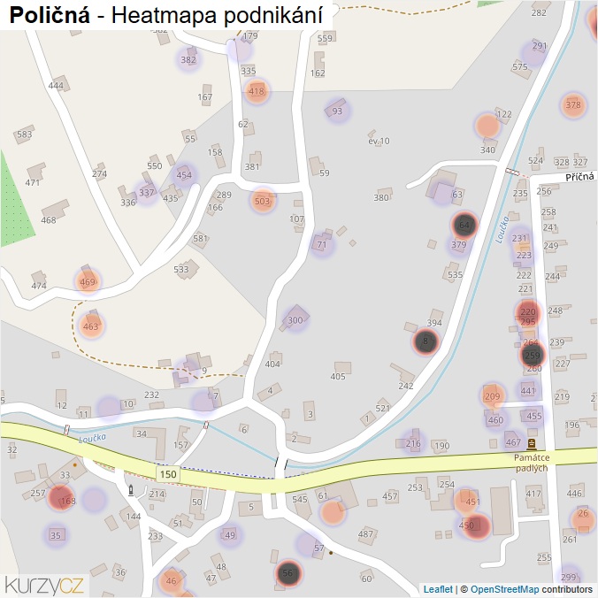 Mapa Poličná - Firmy v části obce.