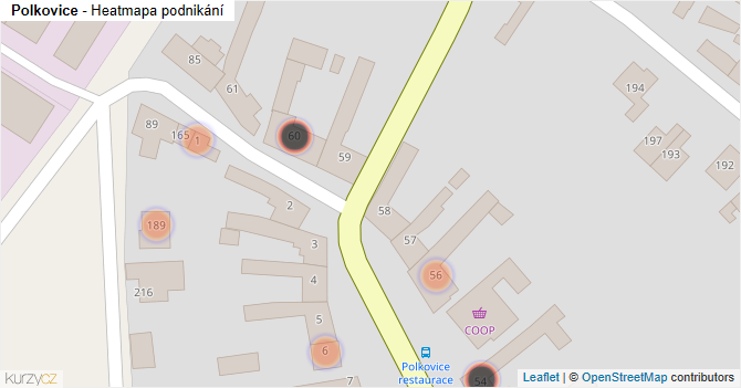 Polkovice - mapa podnikání