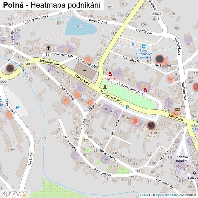 Mapa Polná - Firmy v obci.