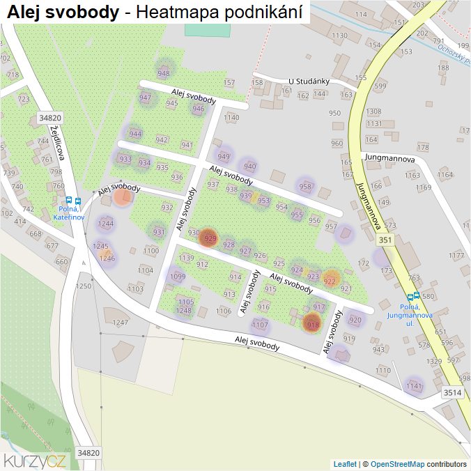 Mapa Alej svobody - Firmy v ulici.