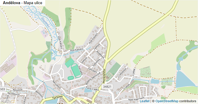 Andělova - mapa ulice