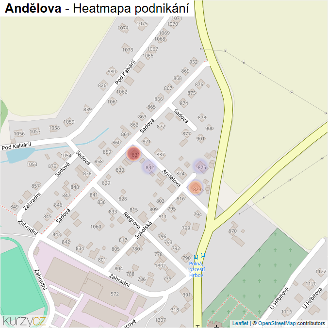 Mapa Andělova - Firmy v ulici.