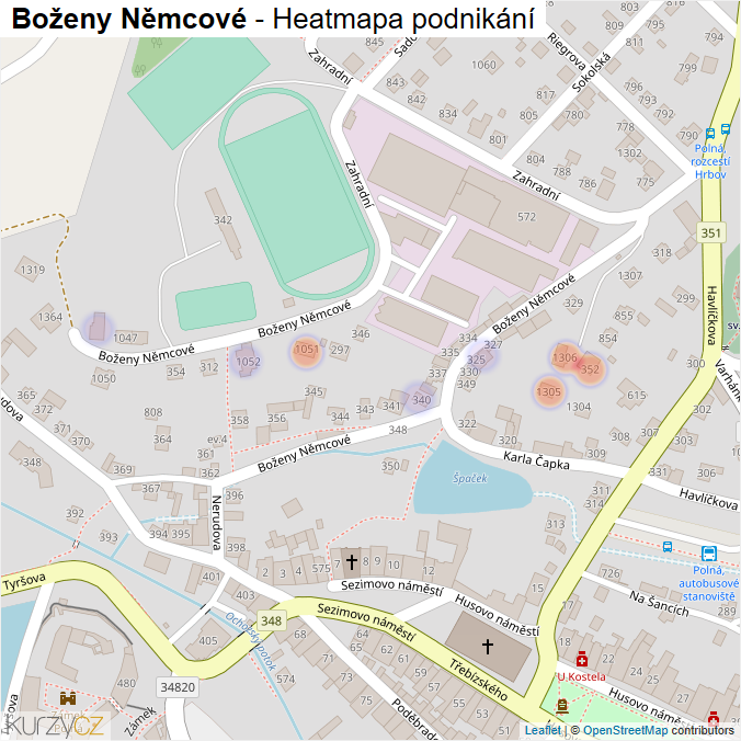Mapa Boženy Němcové - Firmy v ulici.