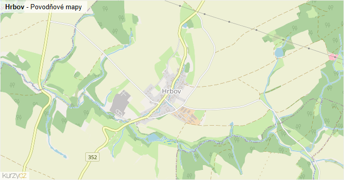 Hrbov - záplavové mapy stoleté vody