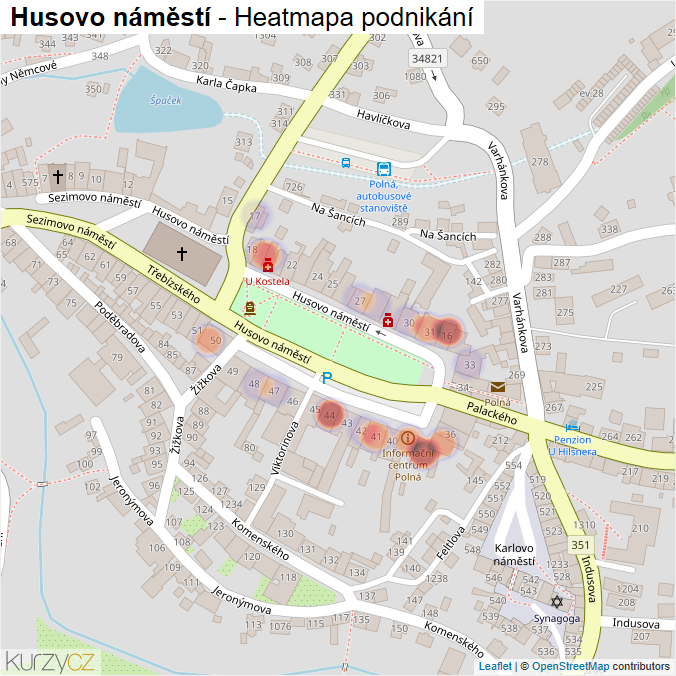 Mapa Husovo náměstí - Firmy v ulici.