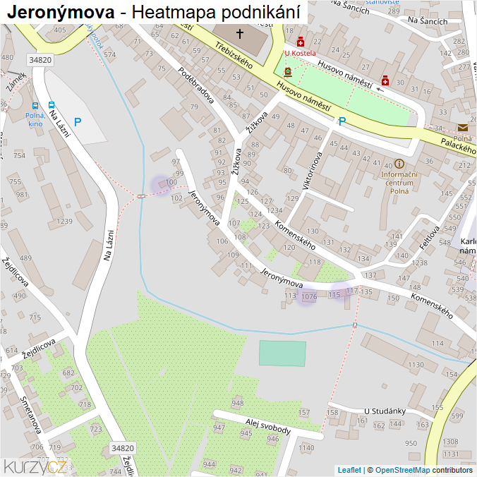 Mapa Jeronýmova - Firmy v ulici.
