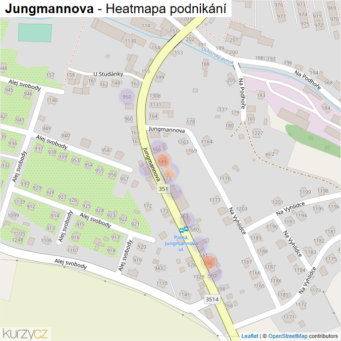 Mapa Jungmannova - Firmy v ulici.