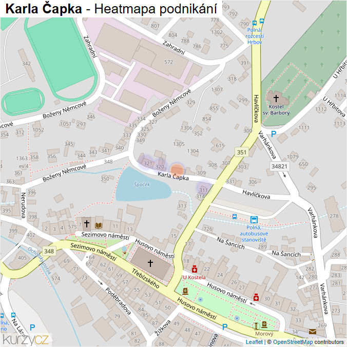 Mapa Karla Čapka - Firmy v ulici.