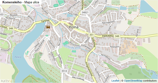 Komenského - mapa ulice