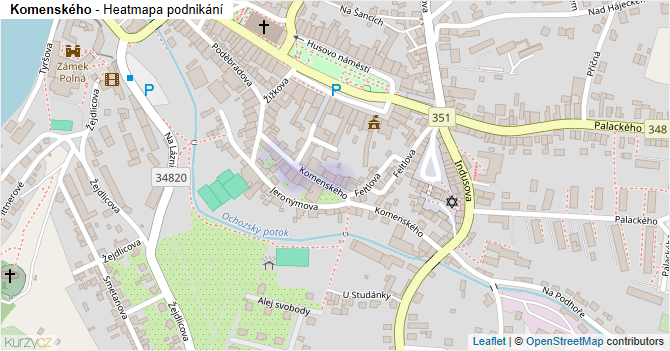 Komenského - mapa podnikání