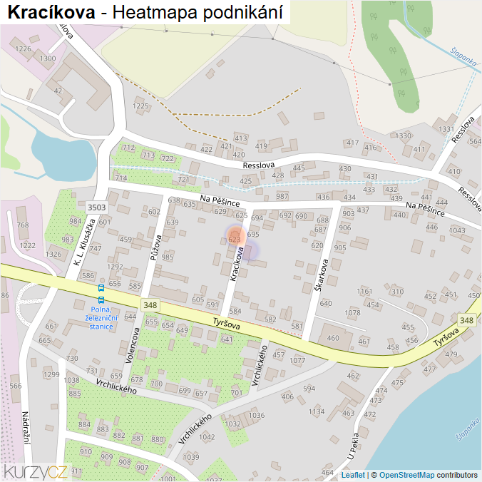 Mapa Kracíkova - Firmy v ulici.