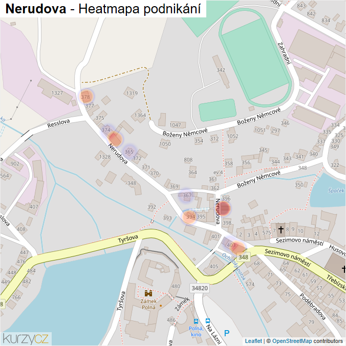 Mapa Nerudova - Firmy v ulici.