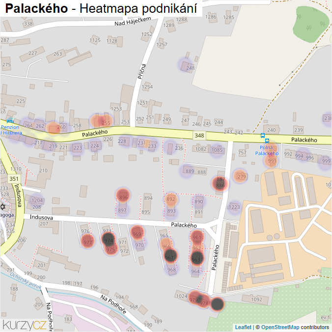 Mapa Palackého - Firmy v ulici.