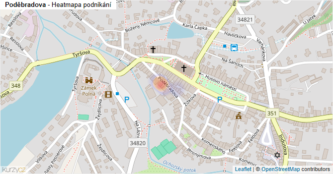 Poděbradova - mapa podnikání