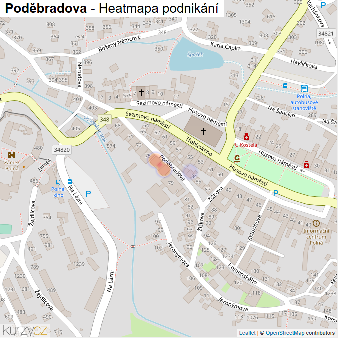 Mapa Poděbradova - Firmy v ulici.
