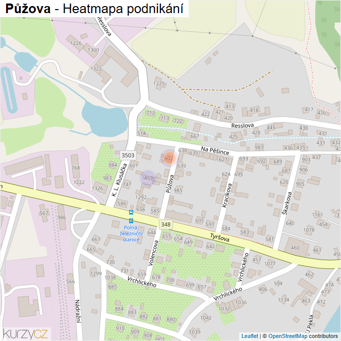 Mapa Půžova - Firmy v ulici.