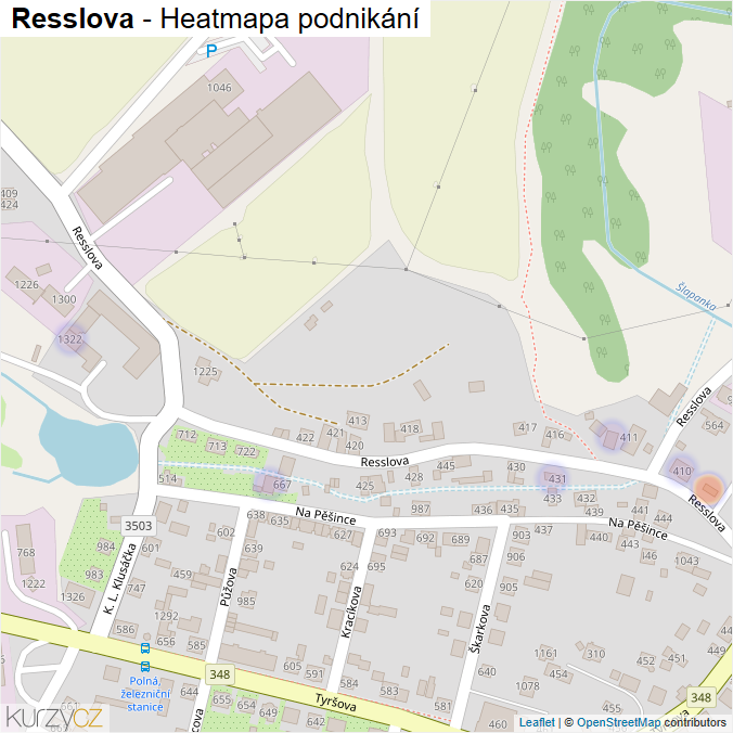 Mapa Resslova - Firmy v ulici.