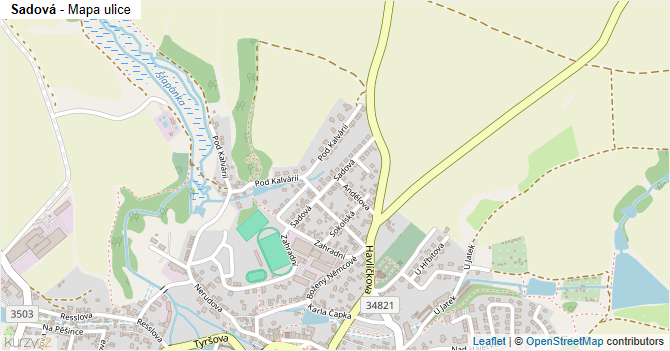 Sadová - mapa ulice