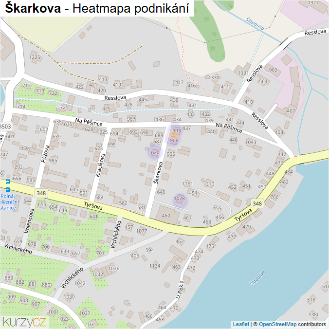Mapa Škarkova - Firmy v ulici.