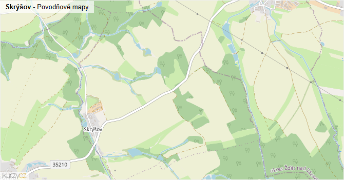 Skrýšov - záplavové mapy stoleté vody