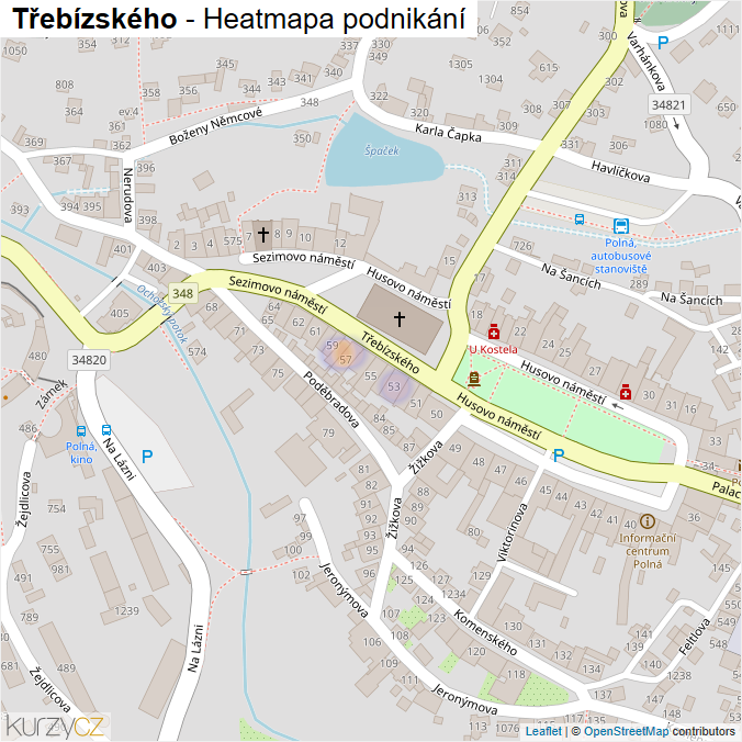 Mapa Třebízského - Firmy v ulici.