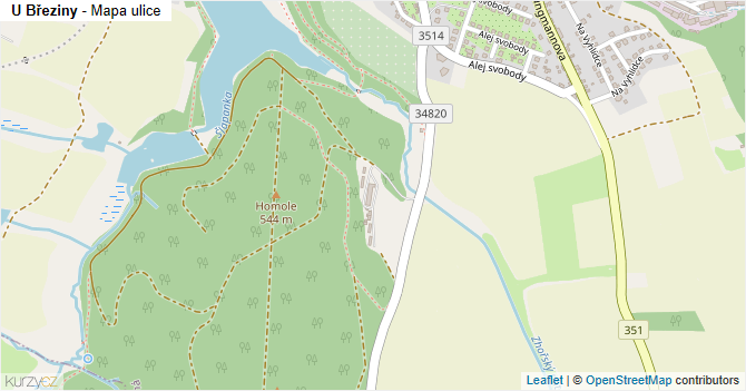 U Březiny - mapa ulice