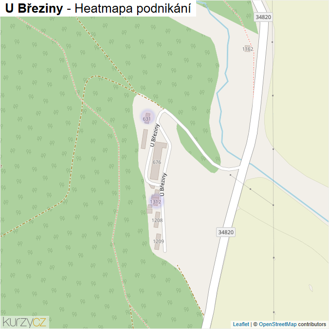 Mapa U Březiny - Firmy v ulici.