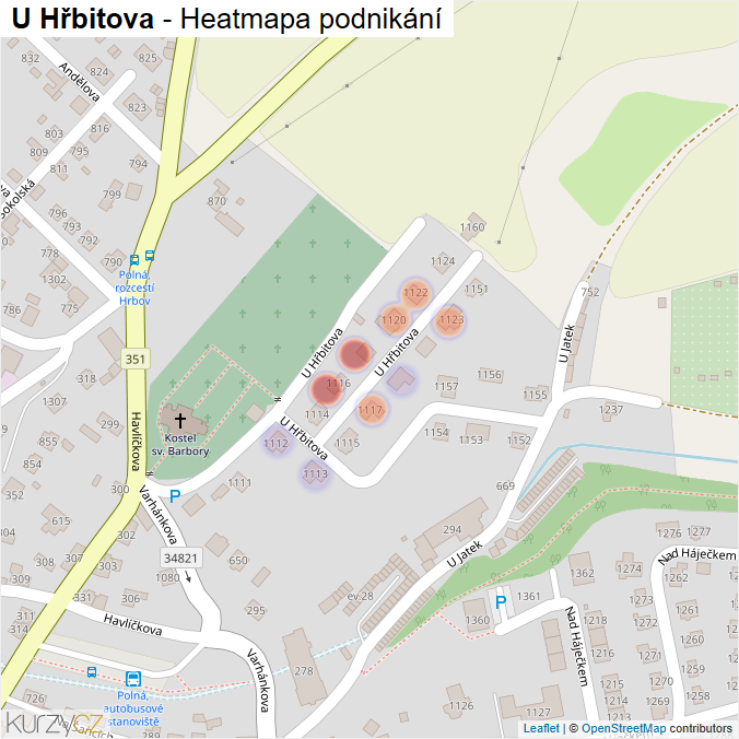 Mapa U Hřbitova - Firmy v ulici.