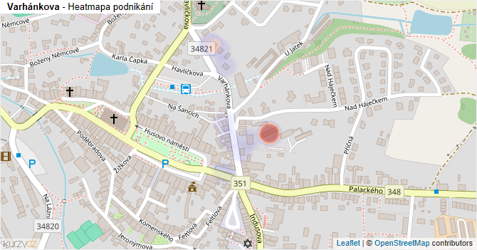 Varhánkova - mapa podnikání
