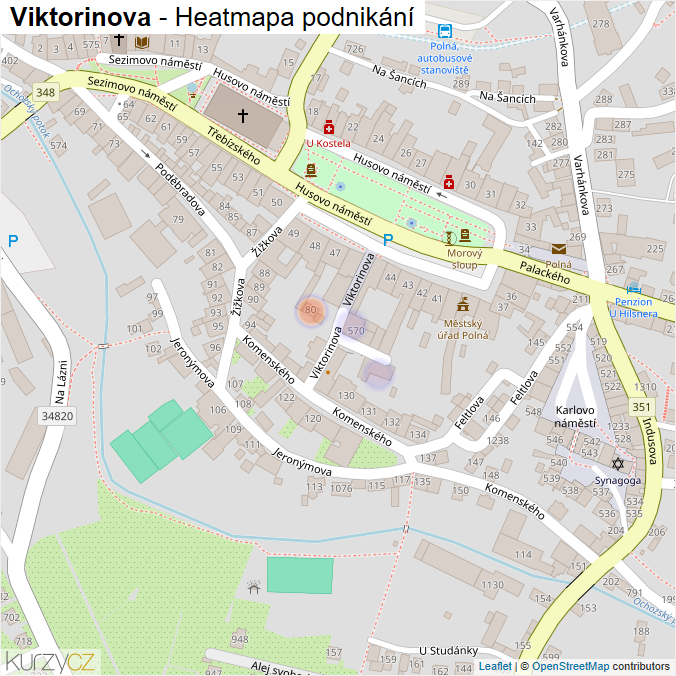 Mapa Viktorinova - Firmy v ulici.