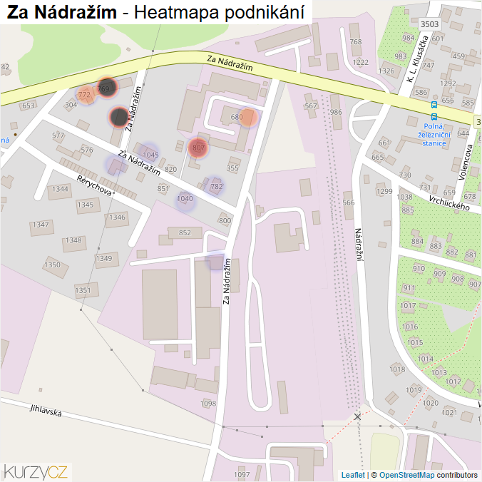 Mapa Za Nádražím - Firmy v ulici.