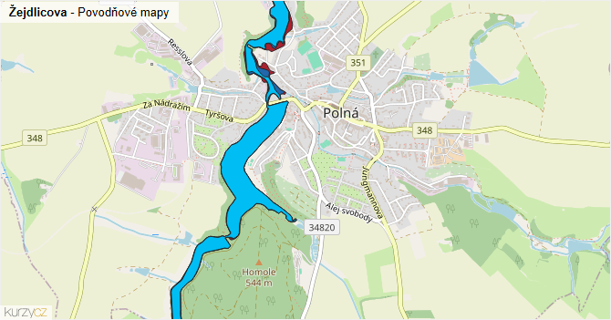 Žejdlicova - záplavové mapy stoleté vody